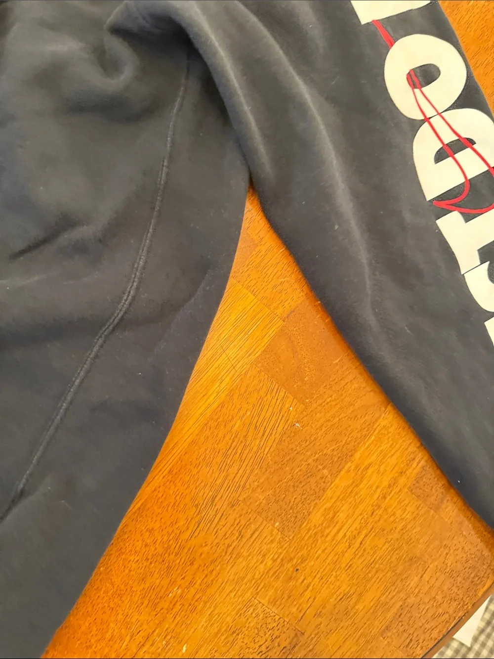 Nike Black Hoodie with Red Swoosh and White Sleeve Print xxl
